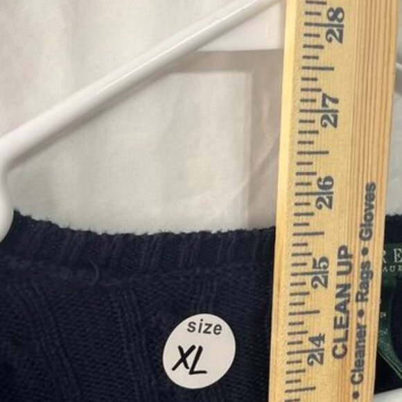 Lauren Ralph Lauren Cable Knit V-Neck Sweater – Navy (Size XL / 1X) - Picture 4 of 7